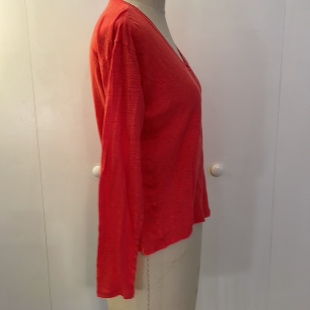 Gap linen long sleeve loose top in tangerine - Picture 5 of 6